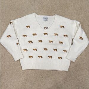 Ivory Sweater with Tiger Embroidery